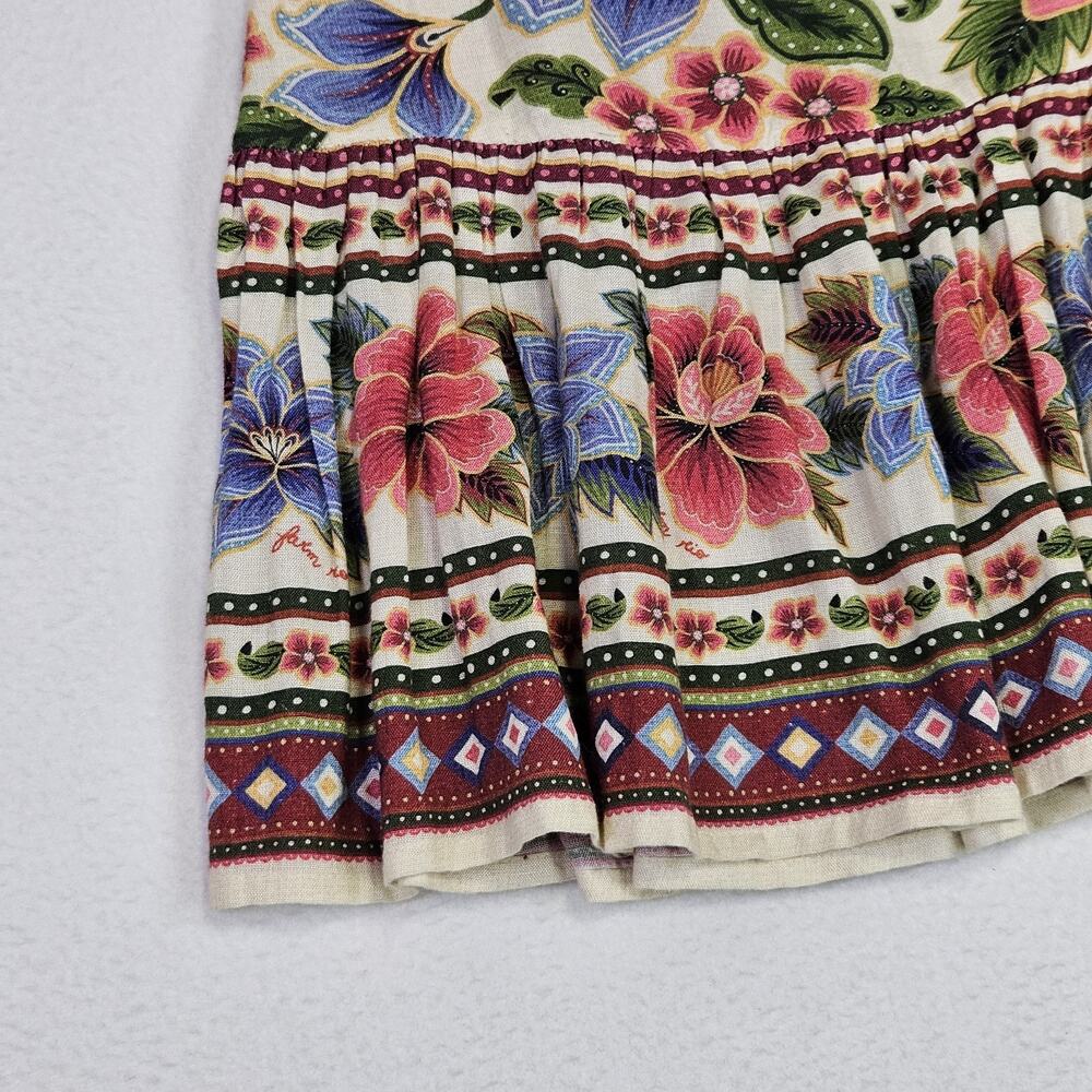 Farm Rio Floral Mini Skirt S Romantic Garden Pleated Tribal Tropical Cotton Boho - Picture 3 of 13